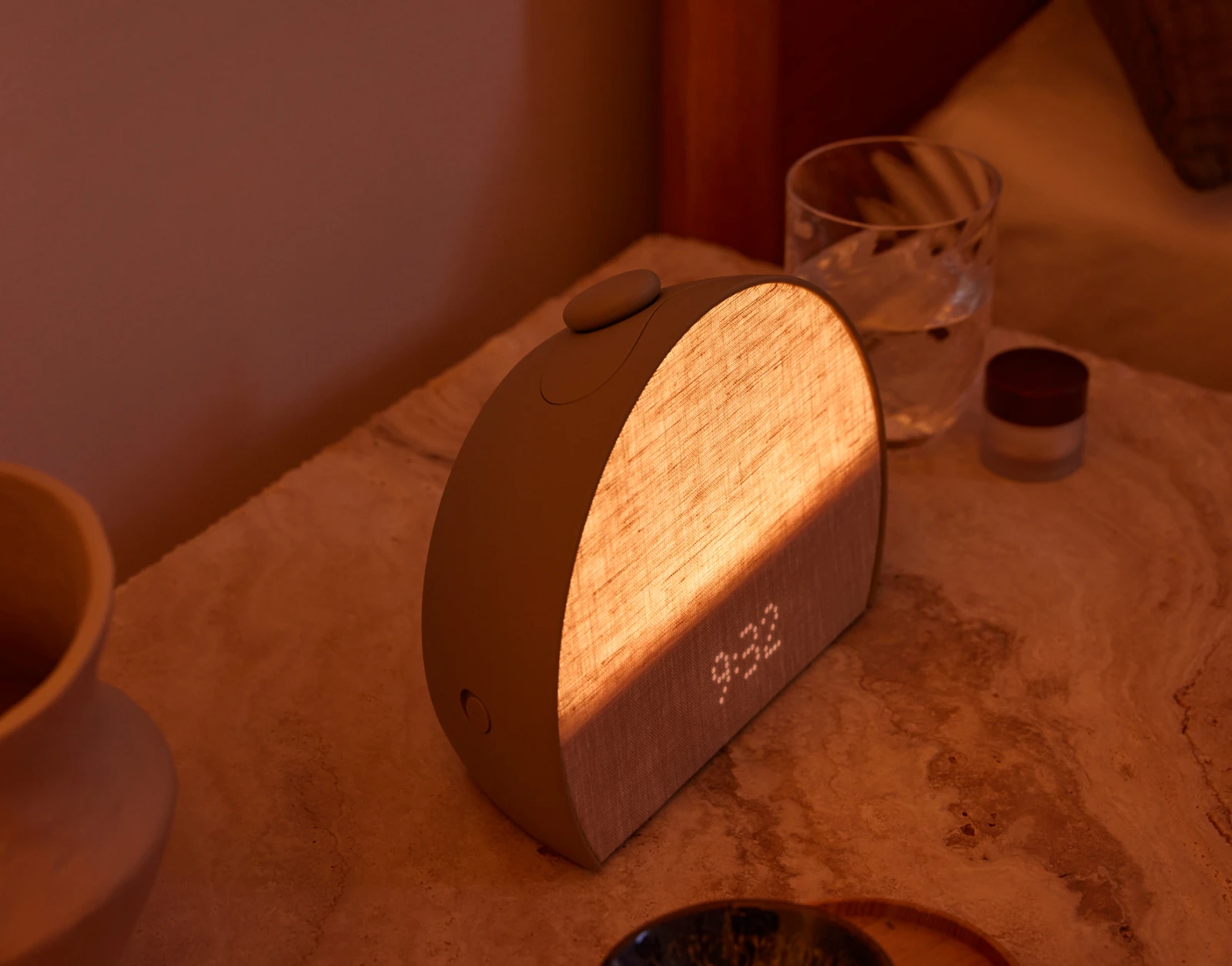 Restore 3 Greige on a nightstand