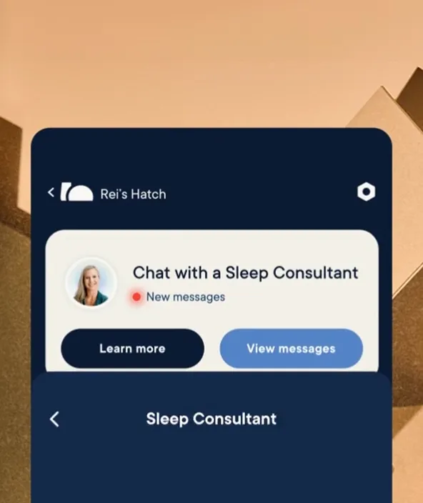 The Hatch app offering a chat with a Sleep Consultant