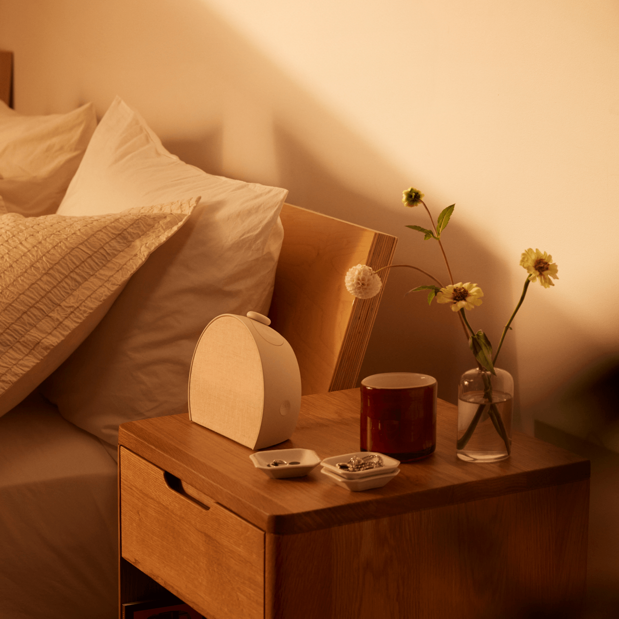 Restore 3 on a bedside table