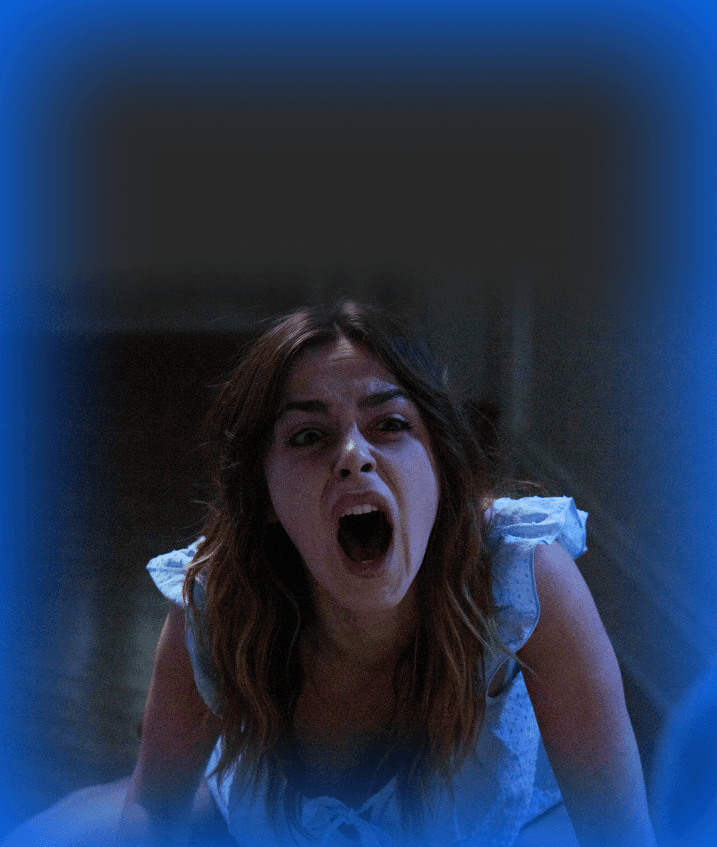 Woman on the floor screaming