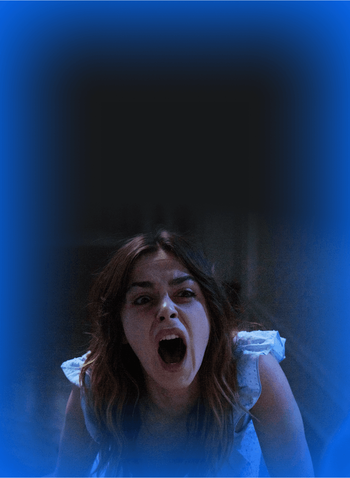 Woman on the floor screaming